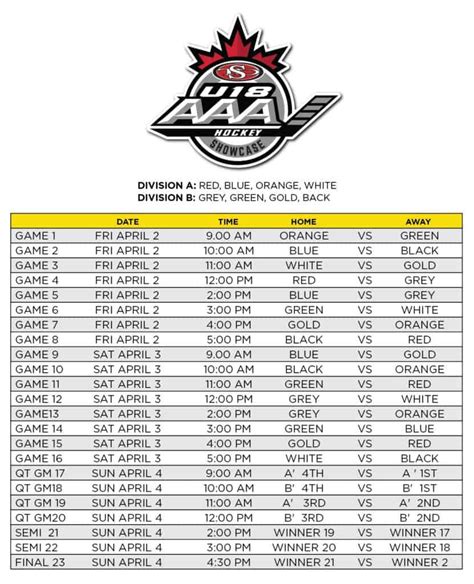junior hockey schedule