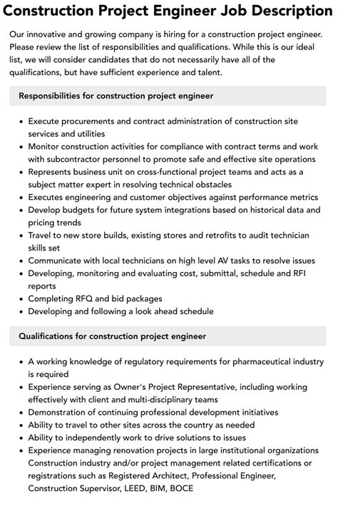 junior project engineer job description