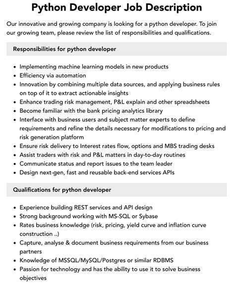 junior python developer job description