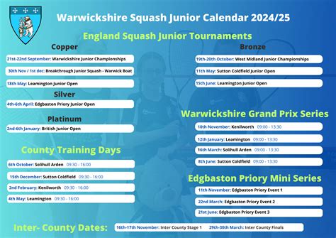 Junior Squash Calendar 2023