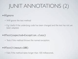 Junit Annotations Exception