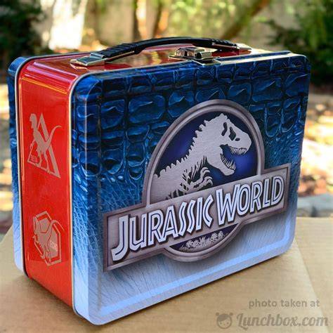 Jurassic World Drop Bottom Reflective 9 inch Lunch Box Grey and Black