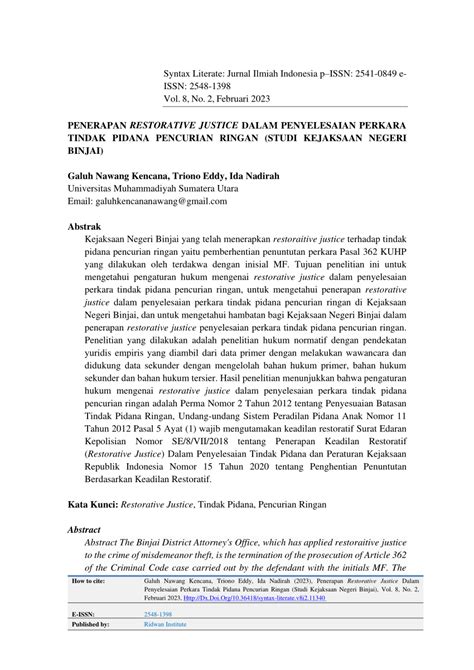 jurnal tindak pidana pencurian