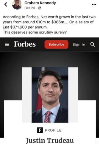 justin trudeau net worth increase forbes