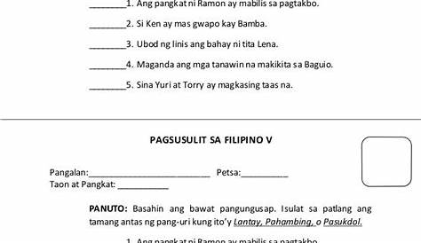 pang uri filipino 3 worksheet - pang uri kaantasan 5 worksheets