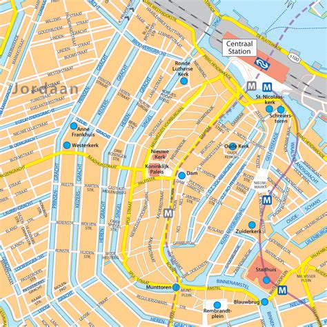 Centrum Amsterdamu mapa miasta Amsterdam (Holandia)