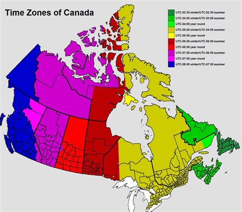 What Time is it in Canada Canada Time Zones Map