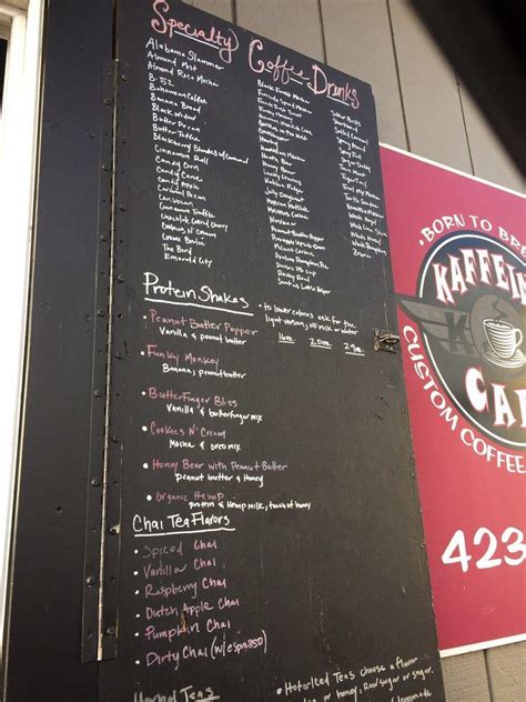 kaffeine cafe espresso menu