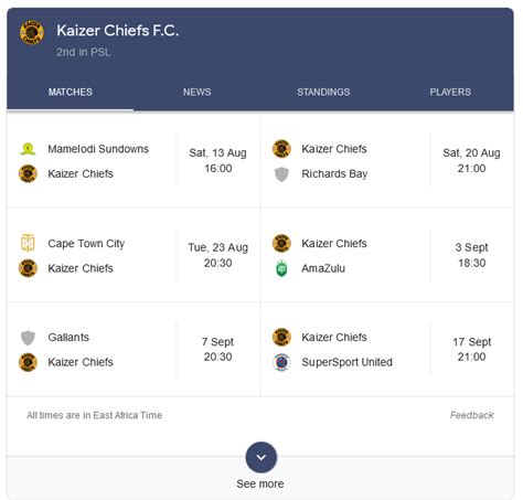 kaizer chiefs fixtures table