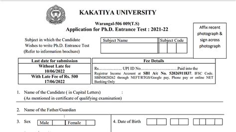 kakatiya university registration number