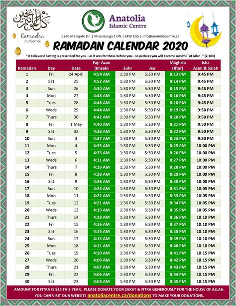 Ramadan Calendar 2020 Today Iftar Sehri Time Table