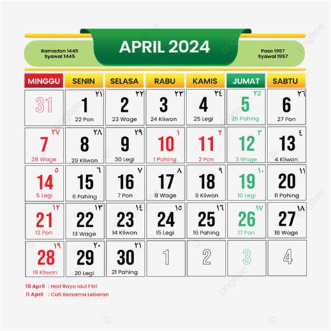 kalendar bulan april 2024