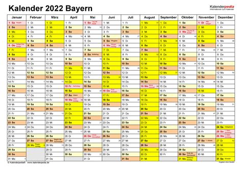 Ferien Bayern 2022 Ferienkalender zum Ausdrucken
