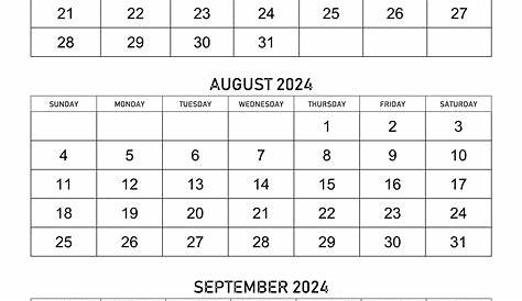 Kalender August 2024 als PDF-Vorlagen