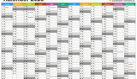 Kalender zum Ausdrucken im PDF-Format für 2023, 2024, 2025