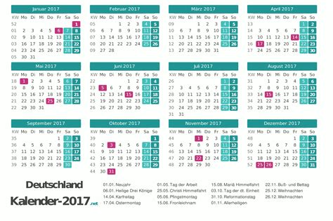 kalender 2017 mit feiertagen