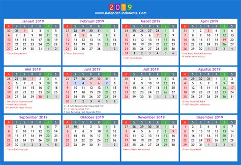 kalender 2019 indonesia lengkap