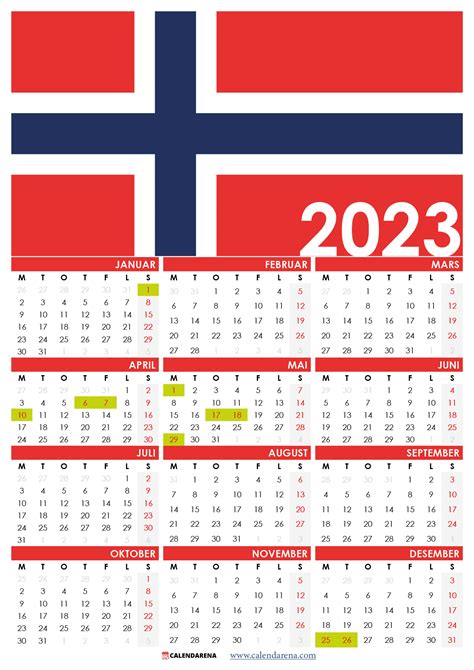 kalender 2023 med helligdager