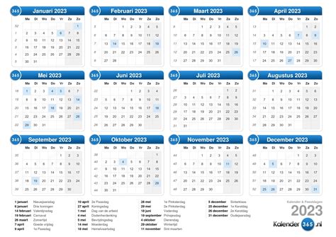 kalender 2023 met weeknummers staand