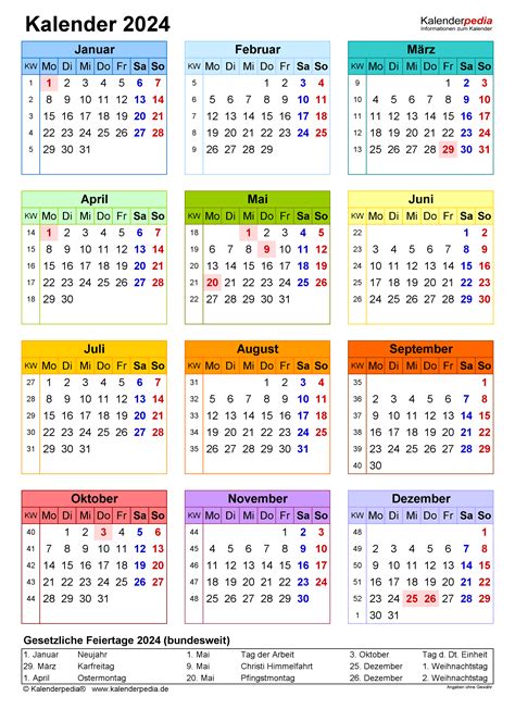 kalender 2024 auf 1 seite