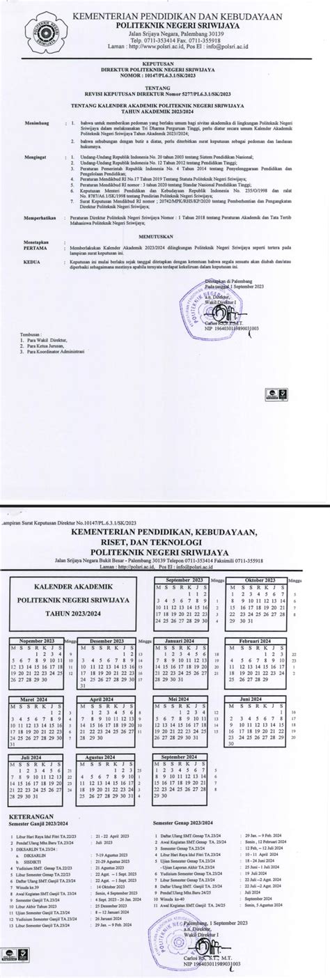 kalender akademik polsri 2023/2024