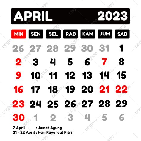 kalender april 2023 dan hari libur
