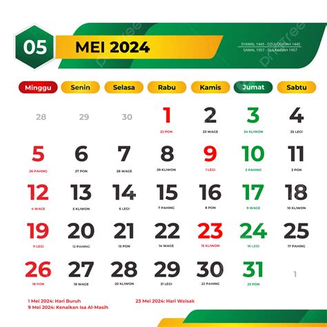 kalender april dan mei 2024