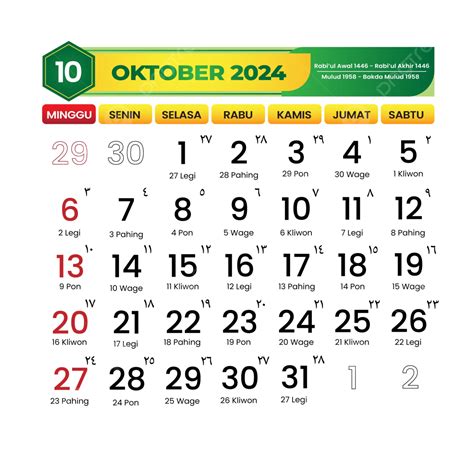 kalender bulan oktober 2024