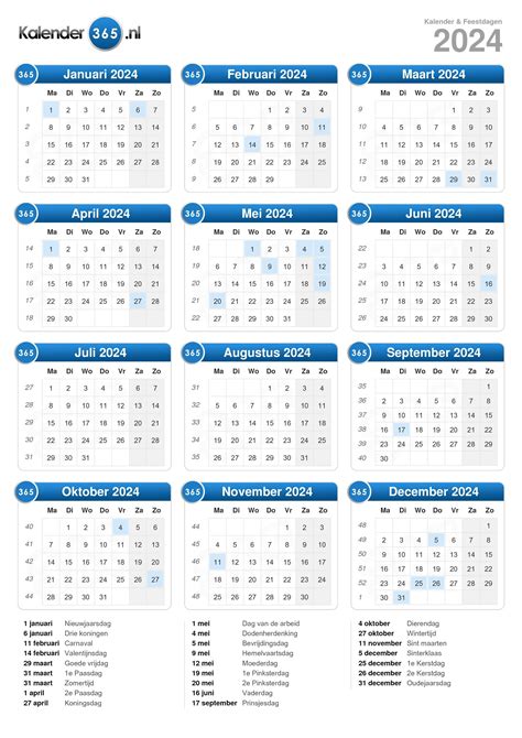 kalender en feestdagen 2024