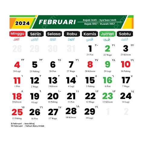 kalender februari 2024 dan tanggal merah