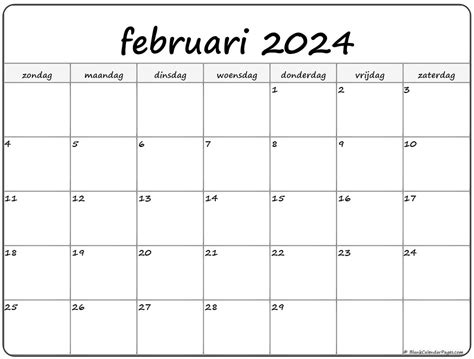kalender februari 2024 nederlands