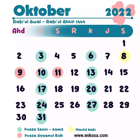 kalender islam bulan oktober 2022