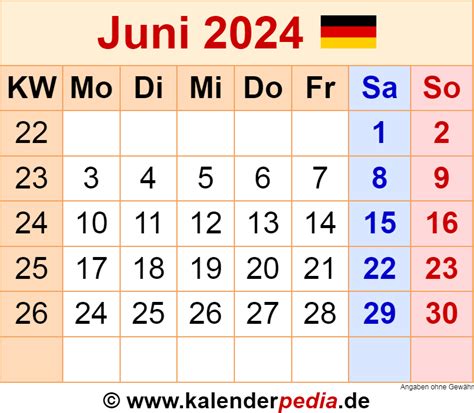 kalender juni 2024 feiertage