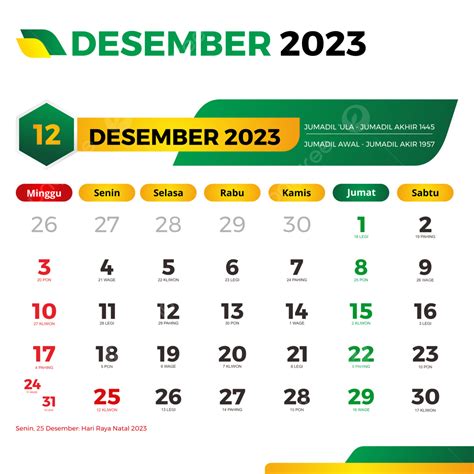 kalender lengkap desember 2023