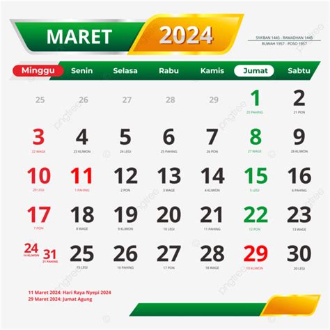 kalender libur maret 2024