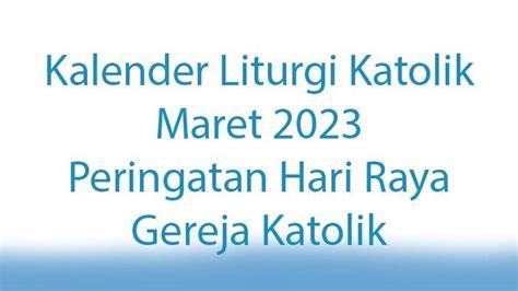 kalender liturgi katolik 2023 lengkap