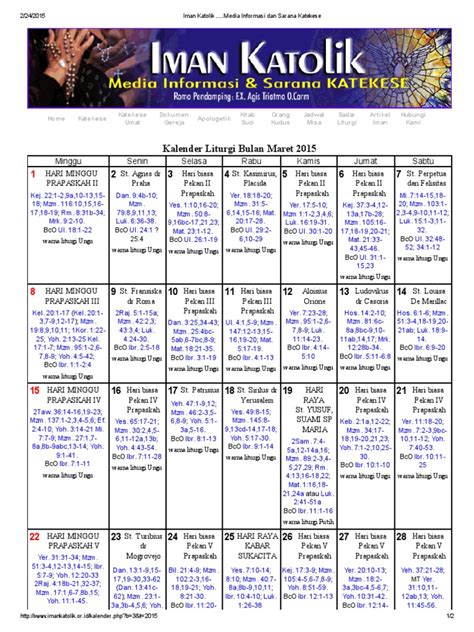 kalender liturgi katolik februari 2024