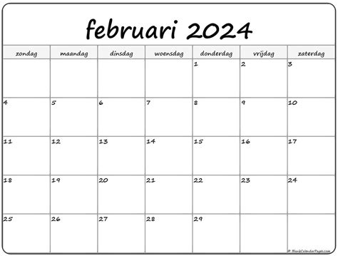 kalender maand februari 2024