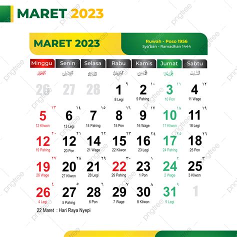 kalender maret april 2023