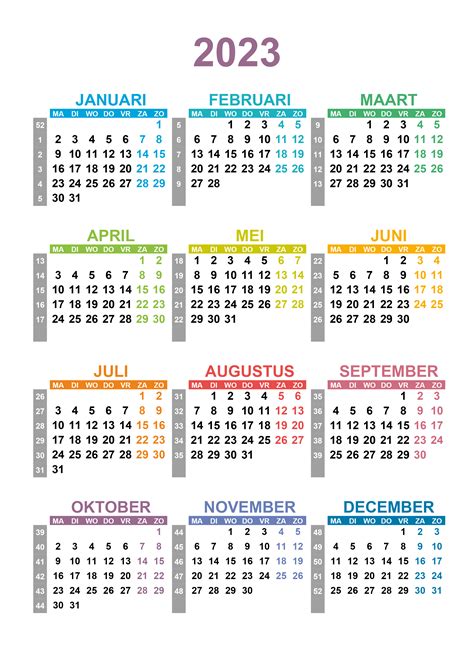 kalender met weeknummer 2023