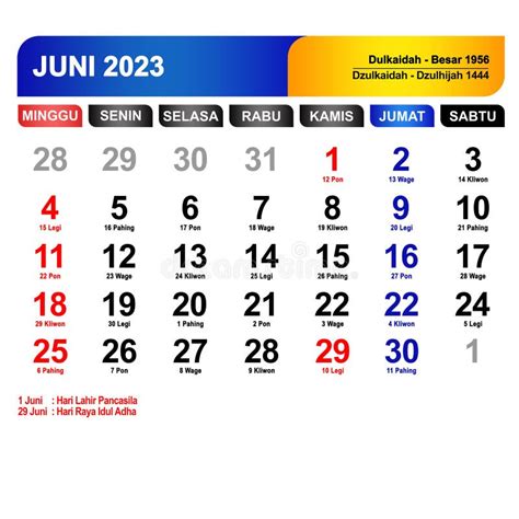 kalender nasional bulan juni 2023