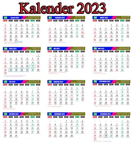 kalender tahun 2023 lengkap dengan weton