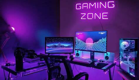 pink pc setup aesthetic Game room design, Video game room design