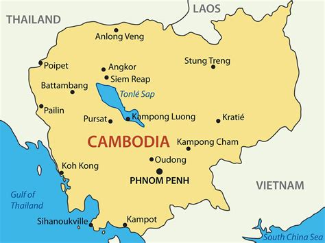 Karta Kambodja se de största städerna i Kambodja på kartan