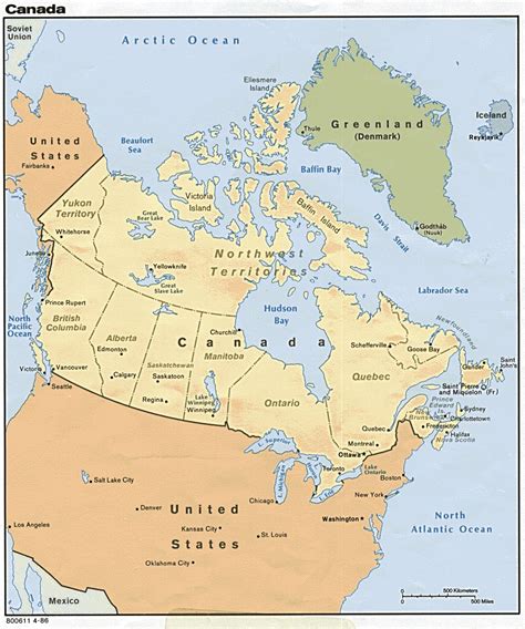 Politische Landkarte von Kanada Eine politische Landkarte von Kanada