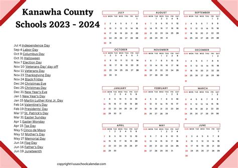 Kanawha County Schools Calendar 2024-25