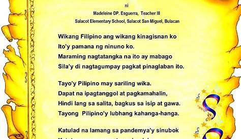 Maikling Tula Tungkol Sa Kasaysayan Ng Wikang Filipino