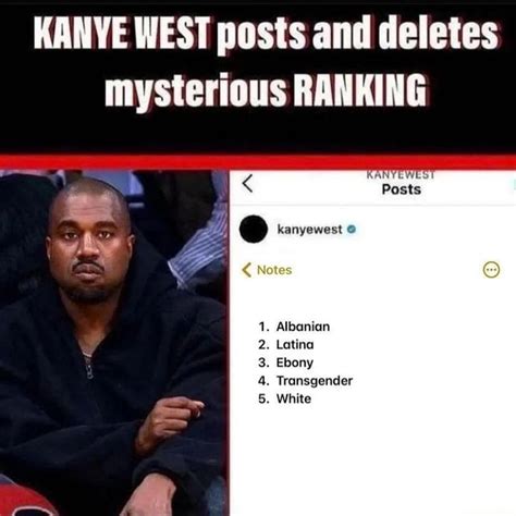 kanye west mysterious ranking