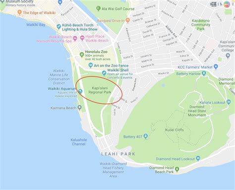 kapiolani park picnic area map