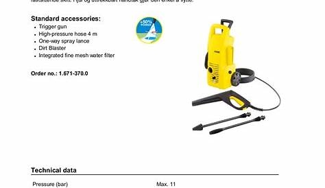 Karcher K2 Pressure Washer Manual .20 Follow Me 1500 PSI ElectricCold Water